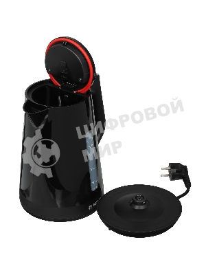 Электрочайник Bosch TWK1M123 черный, 1.7 л, 2400 Вт, скрытый нагревательный элемент