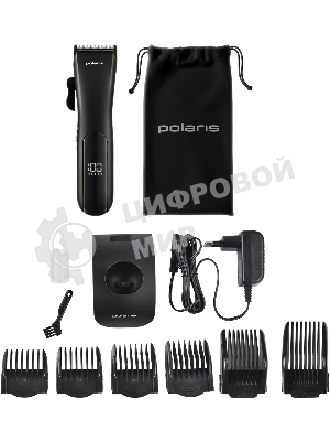 Машинка для стрижки Polaris PHC 2500 черный 3Вт (насадок в компл: 6шт)