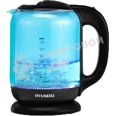 Чайник электрический Hyundai HYK-G2806 1.8л. 2200Вт голубой/черный (корпус: стекло)