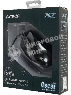 Мышь проводная A4Tech X89 черный, 2400 dpi, USB, кнопки - 8