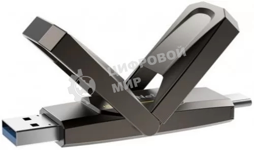 Флешка USB Netac US5 (NT03US5C-256G-32TA), 256Gb, USB 3.2/TypeC, R/W/ 550/500, черный