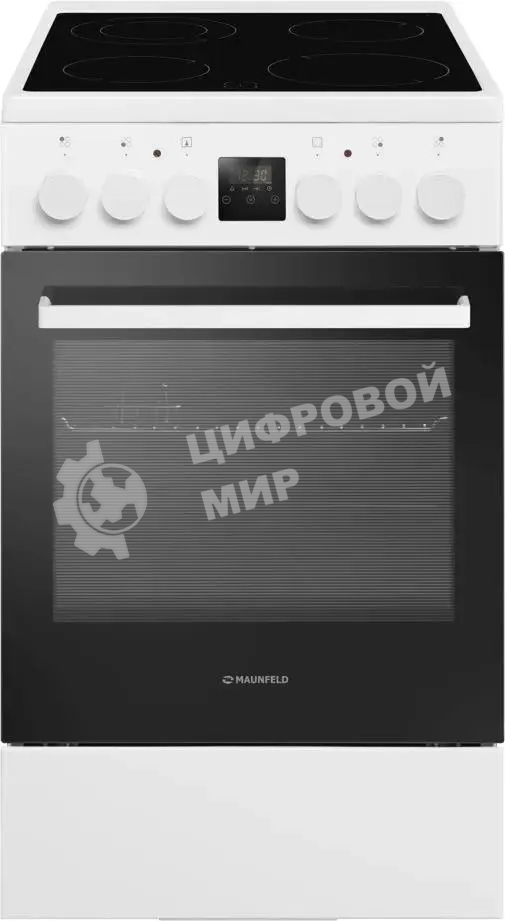 Плита электрическая Maunfeld MEC55CW08D белый, конфорок 4 шт, духовка 60 л, 50 см x 85 см x 60 см