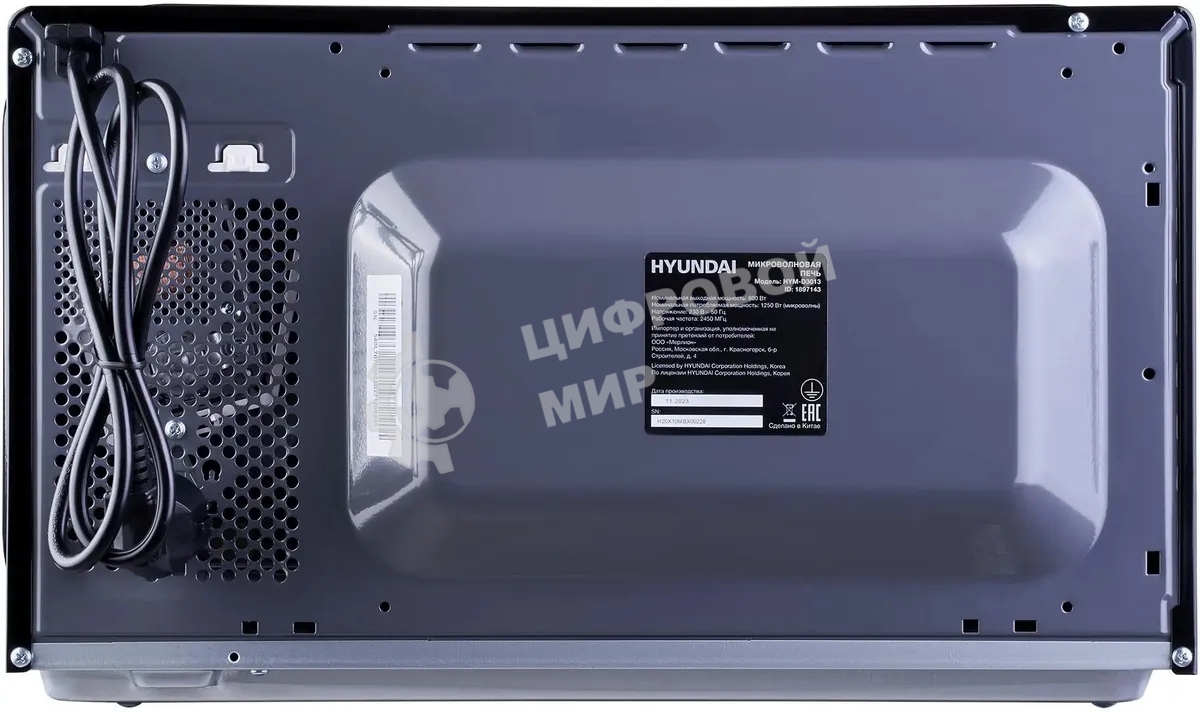 Микроволновая печь Hyundai HYM-D3013 черный, 25 л, 800 Вт, переключатели - кнопки, поворотный механизм