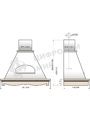 Вытяжка каминная Elikor Бельведер 90П-650-П3Д бежевый/дуб, 90 см, 650 куб. м/ч, 56 дБ