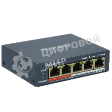 Коммутатор HiWatch SWT-1105P, 4×100 Мбит/с PoE + 1×1 Гбит/с, настраиваемый