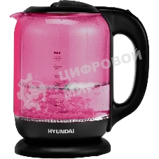 Чайник электрический Hyundai HYK-G4808 1.8 л, 2200 Вт, малиновый/черный (корпус: стекло)