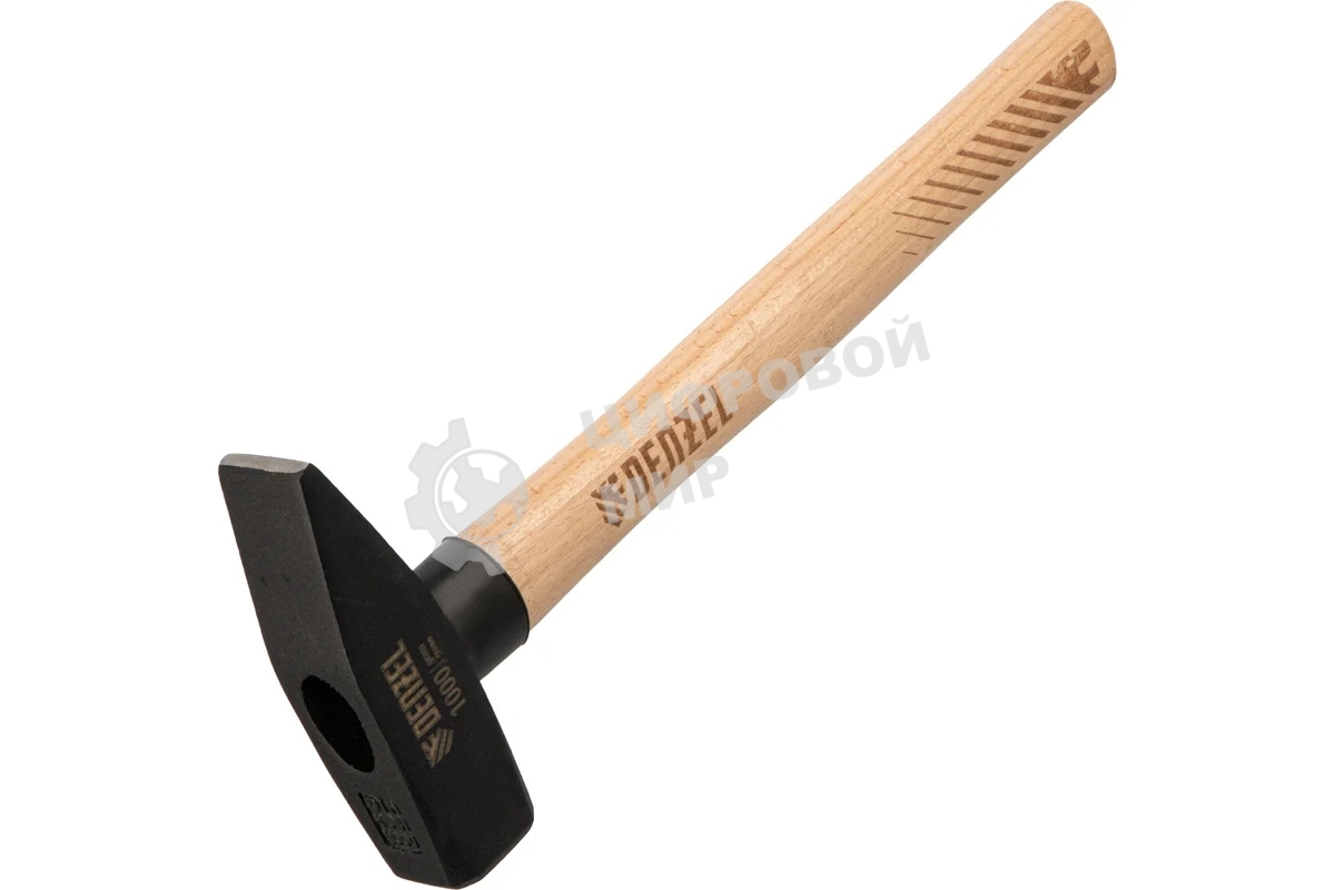 Молоток слесарный Denzel 1000 г, кованый квадратный боек, буковая рукоятка