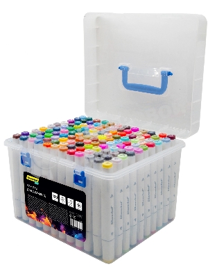 Набор маркеров для скетчинга Silwerhof Idea, двойной пишущий наконечник, 1-7 мм, 120 цветов (120 шт.) пластиковая коробка