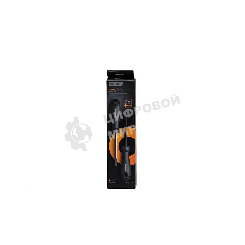 Набор отверток Deli Home Series HT1002 2шт SL5x100+PH1x100 Эксклюзивный дизайн. Рукоятка из высококачественного софттач пластика