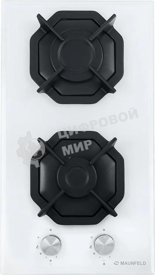 Газовая варочная панель Maunfeld EGHG.32.2CW/G, 2 конфорки, закаленное стекло, белый