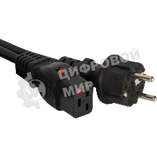 Шнур питания Lanmaster LAN-PP19L/SH-1.0-BK C19-Schuko проводник.:3x1.5мм2 1м 220В 16А черный