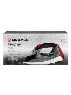 Утюг BRAYER BR4011 черный/белый/красный, 2400 Вт, 20 г /мин, 140 г/мин, 330 мл
