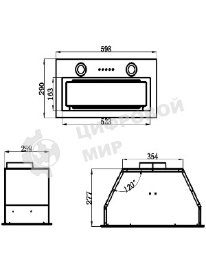 Вытяжка встраиваемая Maunfeld Trapeze 602M нержавеющая сталь, 60 см, 1150 куб. м/ч, 54 дБ