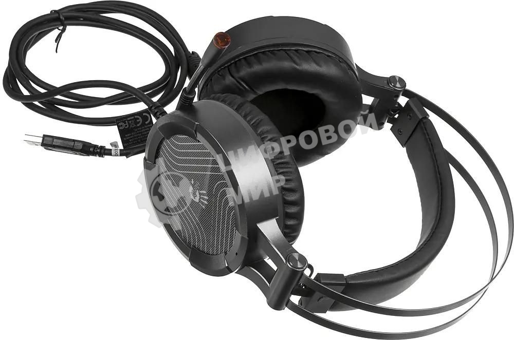 Гарнитура проводная с микрофоном A4Tech G530 черный/серый 1.8м мониторы оголовье