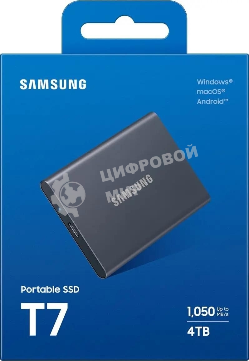 Внешний SSD Samsung T7 Shield, 4TB, USB 3.2 Gen 2 Type-C, R/W 1050/1000, черный