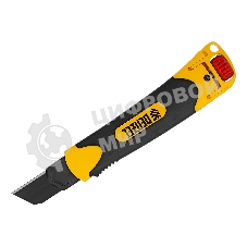 Нож Denzel 25 мм, сменное лезвие, SK4, корпус из ABS + TPR, торцевой зажим