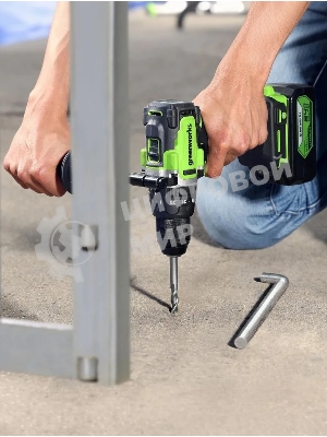 Дрель-шуруповерт аккумуляторная Greenworks GD24DD140 24V, 70/140Нм,Anti-kickback,2х4Ач,ЗУ,кор 3707607CUD