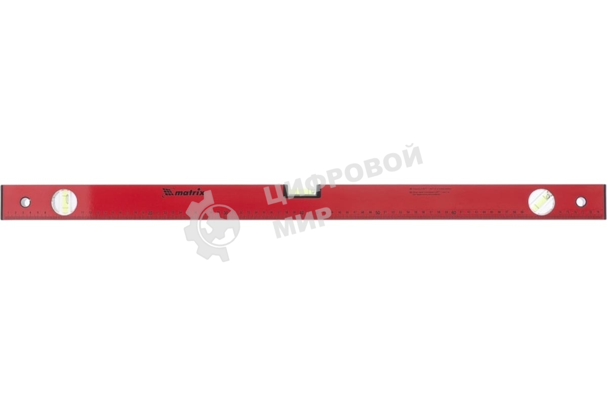 Уровень Matrix 800 мм 3 глазка, линейка, алюминиевый, красный,