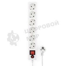 Сетевой фильтр Гарнизон 6 р, 10А, 7 м, ур.защиты 4, белый, пакет