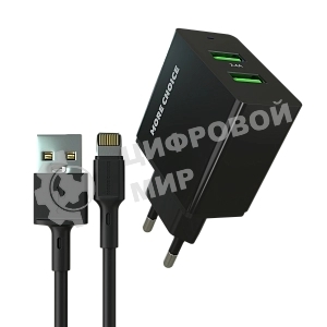 Сетевое зарядное устройство MORE CHOICE (4610196409875) NC11i 2USB 2.4A для Lightning 8-pin черный