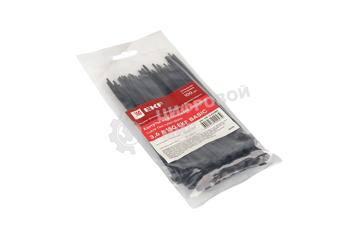 Хомут кабельный 3.6х150 нейл. черный (уп. 100 шт) EKF plc-cb-3.6x150