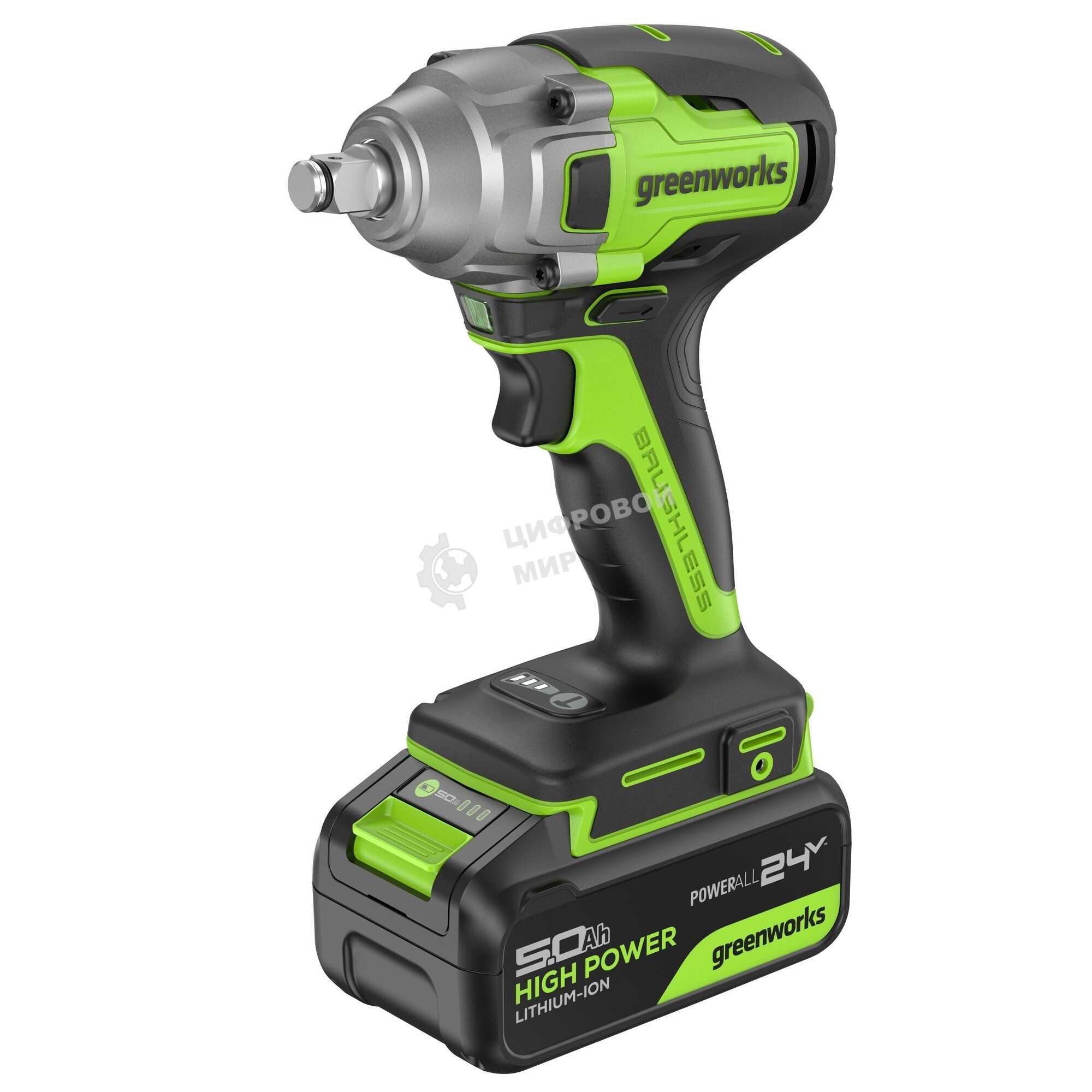 Гайковерт Greenworks GD24IW400 аккум. патрон:квад.1/2