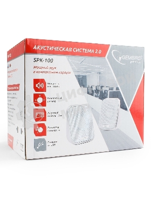 Акустическая система 2.0 Gembird SPK-100-W, белый, 6 Вт, регулятор громкости, USB-питание