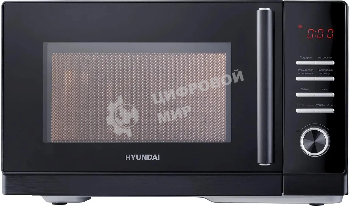 Микроволновая печь Hyundai HYM-D3013 черный, 25 л, 800 Вт, переключатели - кнопки, поворотный механизм