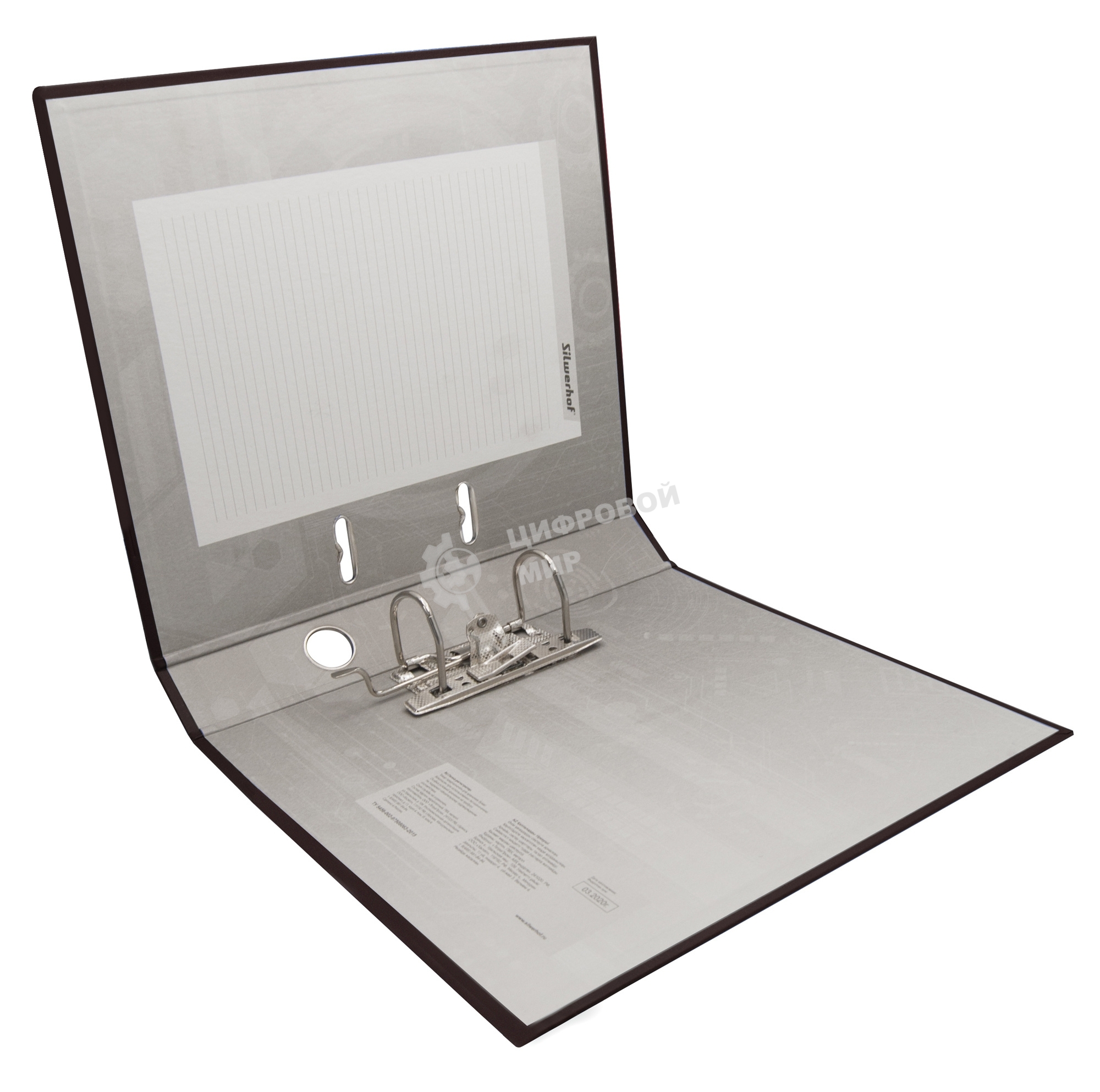 Папка-регистратор Silwerhof 1890079 A4 50мм, ПВХ/бумага черный, без окантовки, сборная, сменный карман на корешке