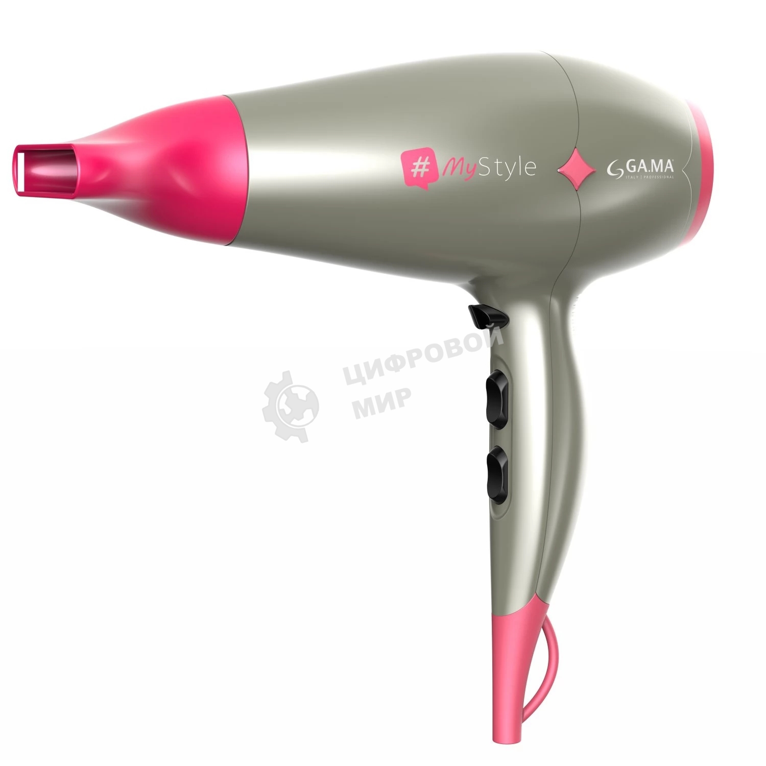Фен GA.MA Diamond my style GH0304 серебристый/розовый, 2300 Вт, компактный