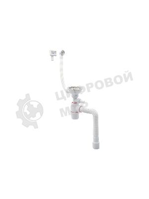 Сифон WIRQUIN NEO с нерж. чашкой D114мм, отводом для ст.м.,с универс. переливом,гофротрубой L800мм