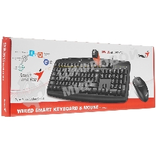 Комплект клавиатура+мышь Genius Smart KM-200 проводной, USB, 1000 DPI, чёрный