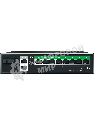 Коммутатор Netis P112GS, 8×1 Гбит/с PoE + 2×1 Гбит/с Uplink + 2×1 Гбит/с SFP, неуправляемый
