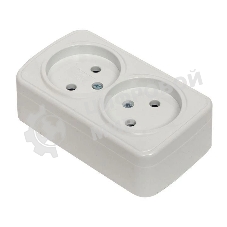 Розетка EKF EGR10-102-10 2-я, б/з, 10А, ОП Basic Минск белый