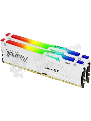 Оперативная память Kingston Fury Beast RGb, DDR5, 64Gb (2x32Gb), 6000MHz, CL36, DIMM, с радиаторами, RGb, белый