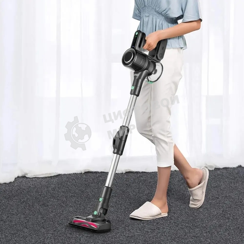 Пылесос ручной Kitfort КТ-5168 зеленый/черный, питание от аккумулятора, 75 Вт, уборка сухая, пылесборник 0.5 л, работа от АКБ max 32 мин.