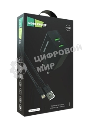 Сетевое зарядное устройство MORE CHOICE (4610196409875) NC11i 2USB 2.4A для Lightning 8-pin черный