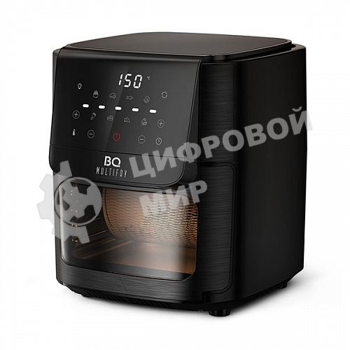 Аэрогриль BQ GR2009 черный, Мощность: 1800 Вт/Объем XXL 12л/Быстрая и равномерная циркуляция горячего воздуха Технология Air Cycle/Многофункциональный прибор 6 в 1: фритюрница, гриль, духовка, шашлычница, микроволновая печь (разогрев пищи), дегидратор (су