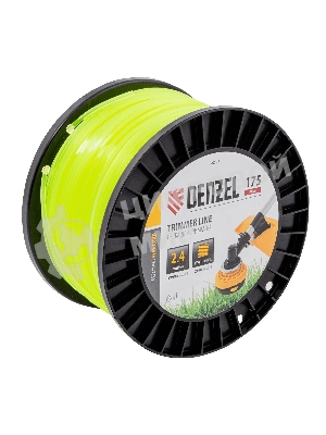 Леска для триммера Denzel квадрат, 2,4мм х 175м, на DIN катушке FLEX CORD