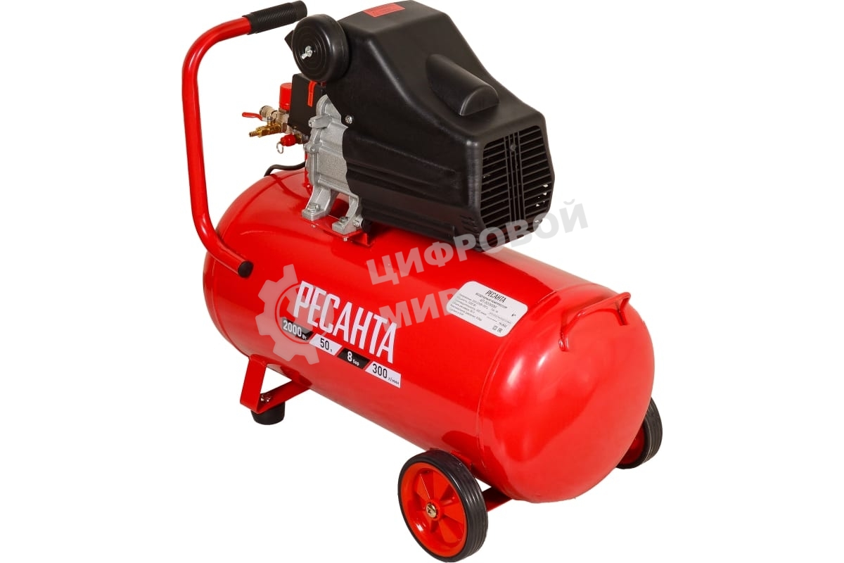 Компрессор поршневой Ресанта КП-50/300М масляный 300л/мин 50л 2000Вт красный/черный