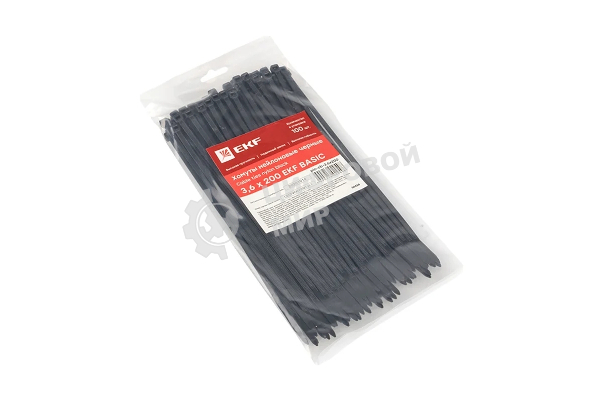 Хомут кабельный 3.6х200 нейл. черный (уп. 100 шт) EKF plc-cb-3.6x200