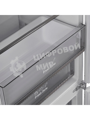 Встраиваемый холодильник Maunfeld MBF193NFW1GR Inverter белый двухкамерный 257/84 л морозилка снизу, No Frost