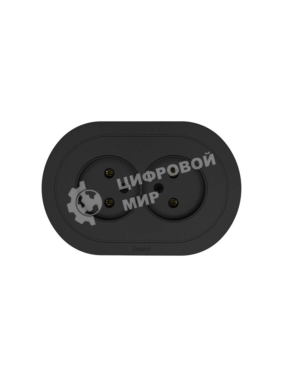 Розетка 2-м LEZARD СП OSEN без заземл. ПБТ, круглая, механизм, черный бархат 744-4200-128B