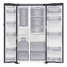 Холодильник Samsung RS80F65M1WWT белое стекло двухкамерный 417/229л морозилка сбоку, No Frost, Side by Side
