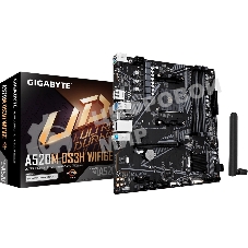 Материнская плата Gigabyte A520M DS3H WIFI6E, AM4, AMD A520, 4xDDR4, 4xSATA, 1xM.2, 1xPCIe 3.0 x16, 1xPCIe 3.0 x1, 1xHDMI, 1xDP, 1x1Gb LAN, Wi-Fi 6E, Bluetooth 5.3, 4xUSB-A 5Gbps, 4xUSB-A 2.0, 1xPS/2, 3x3.5 мм, 7.1, mATX
