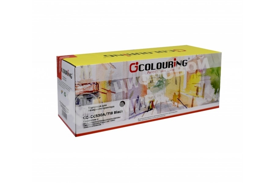 Картридж лазерный Colouring CG-CC530A/718 черный (3500 стр.) для HP LJ CP2025/CM2320/Canon LBP-7200C/7210CDN/MF8330CDN