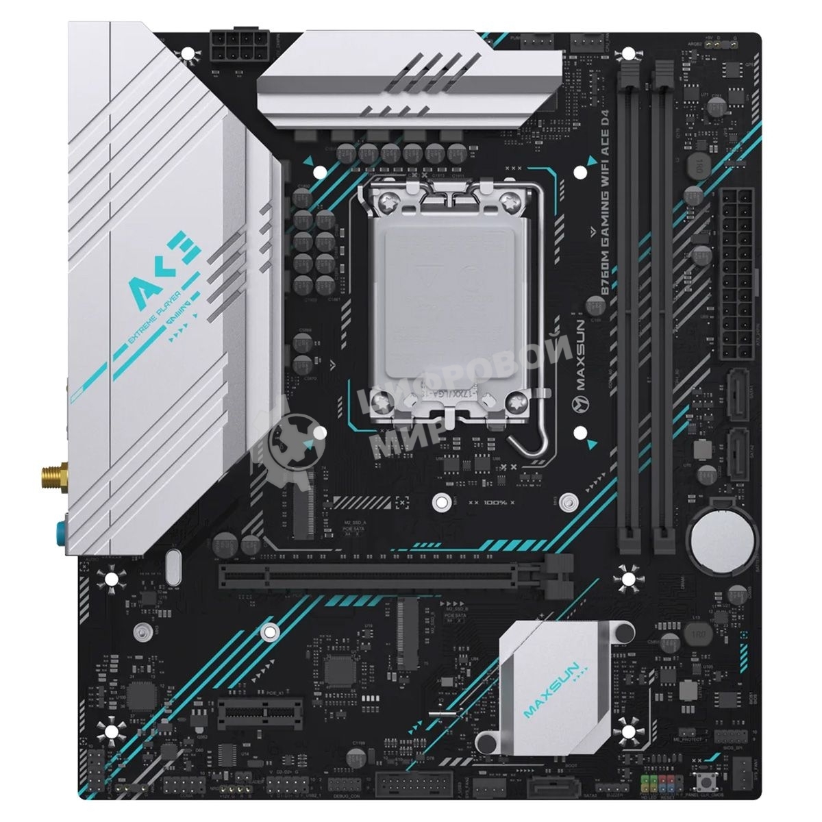 Материнская плата Maxsun B760M GAMING WIFI ACE D4, LGA 1700, Intel B760, 2xDDR4, 3xSATA, 2xM.2, 1xPCIe 4.0 x16, 1xPCIe x1, 1xHDMI, 1x1Gb LAN, 4xUSB-A 3.2 Gen 1, 2xUSB-A 2.0, 3x3.5 мм, 5.1, mATX