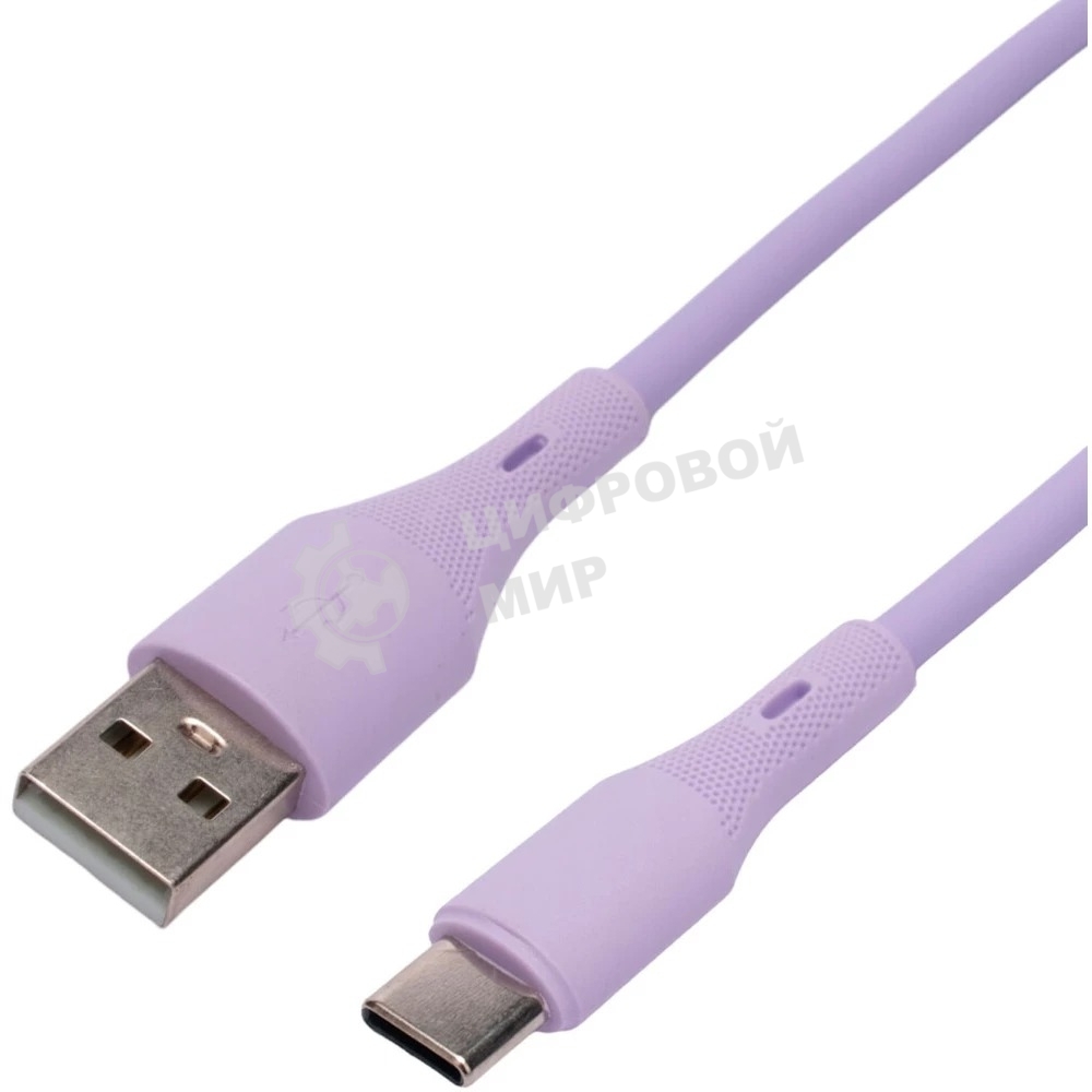 Кабель USB2.0 Cablexpert CC-USB2S-AMCM-1M-V AM/Type-C, 3А, 18Вт, QC3.0, силиконовый, медь, 1м, фиолетовый, пакет