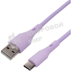 Кабель USB2.0 Cablexpert CC-USB2S-AMCM-1M-V AM/Type-C, 3А, 18Вт, QC3.0, силиконовый, медь, 1м, фиолетовый, пакет