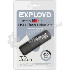 Флешка USB Exployd 620 Black (EX-32Gb-620-Black), 32Gb, USB 2.0, R/W 15/8, черный